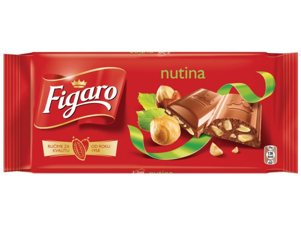 Figaro Nutina молочный шоколад с дроблеными лесными орехами 90 г